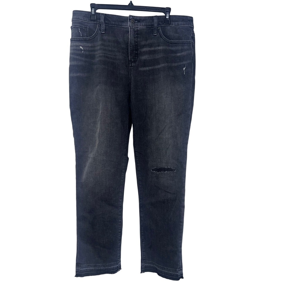 Chicos So‎ Slimming Girlfriend Slim Leg Ankle Jeans Black Distressed 2R US 12R